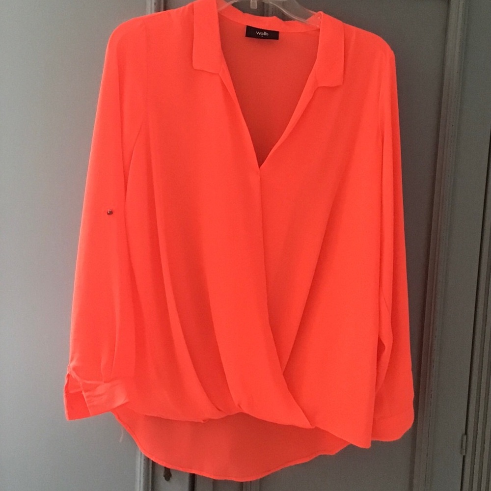 Wallis Vivid Coral Draped Blouse